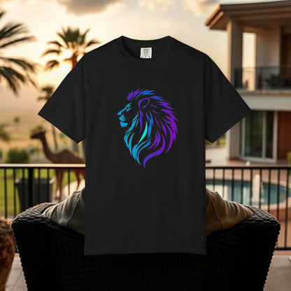 Majestic Lion T-Shirt, unique unisex garment-dyed t-shirt, perfect for casual outings or cozy relaxation at home
