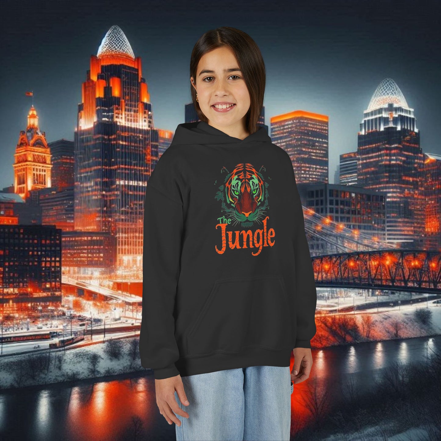 Youth Jungle Hooded Sweatshirt, Cozy Kids Hoodie, Jungle Apparel, Perfect for Gameday, Great Gift for Birthdays