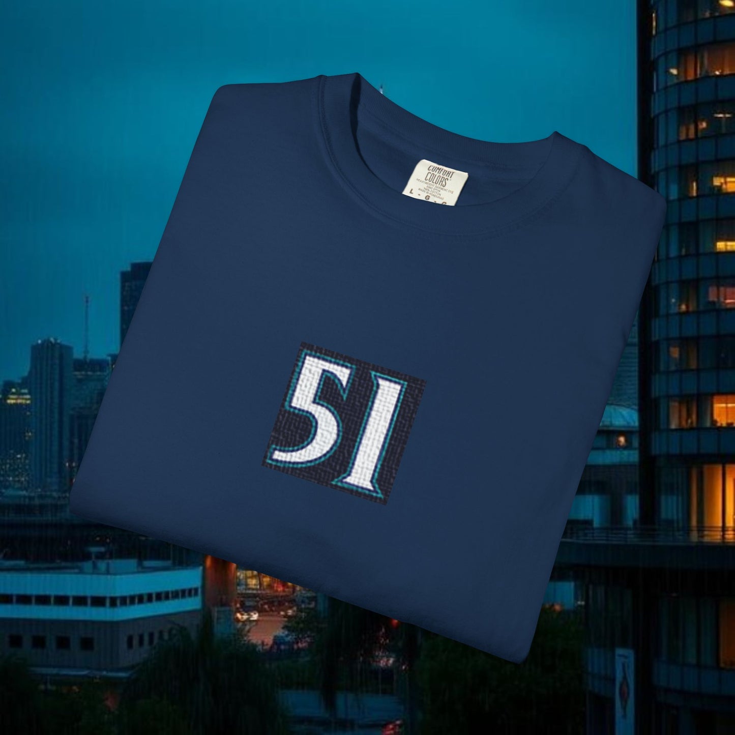 #51 Retro Unisex Garment-Dyed T-shirt with Minimalist 51 Design, Casual Wear, Seattle Fans, Birthday, Everyday Comfort