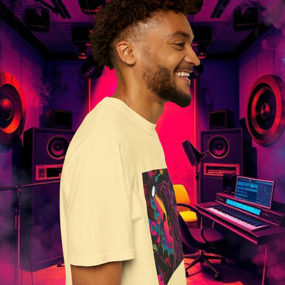 Colorful Unisex Garment-Dyed T-shirt, Artistic Graphic Tee, Music Festival Shirt, Casual Everyday Wear, Vibrant Streetwear, Unique Gift Idea