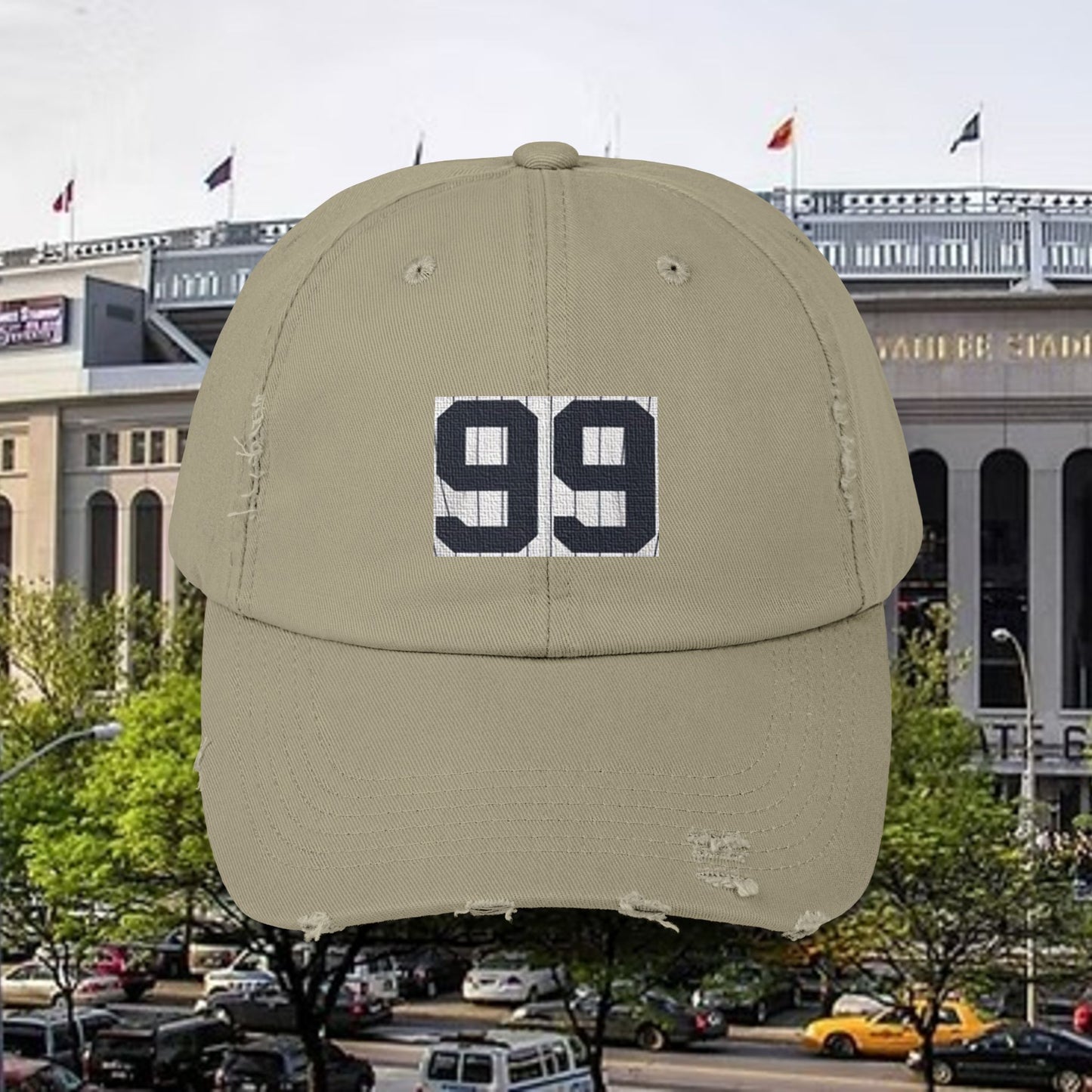 Baseball Stars Distressed Unisex Baseball Cap with Custom Number 99, Trendy Hat for Casual Outfits, Gifts for Sports Lovers