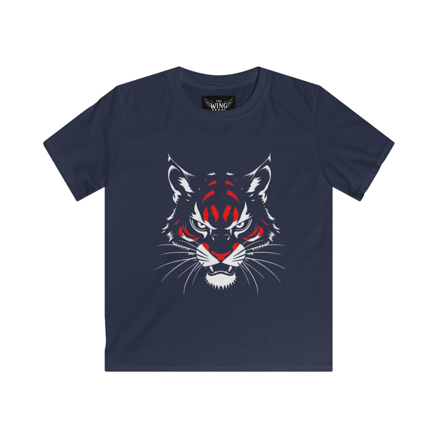 Kids Wildcat Face T‑Shirt — Fierce Red & White Graphic Tee for Boys & Girls, Perfect for Games
